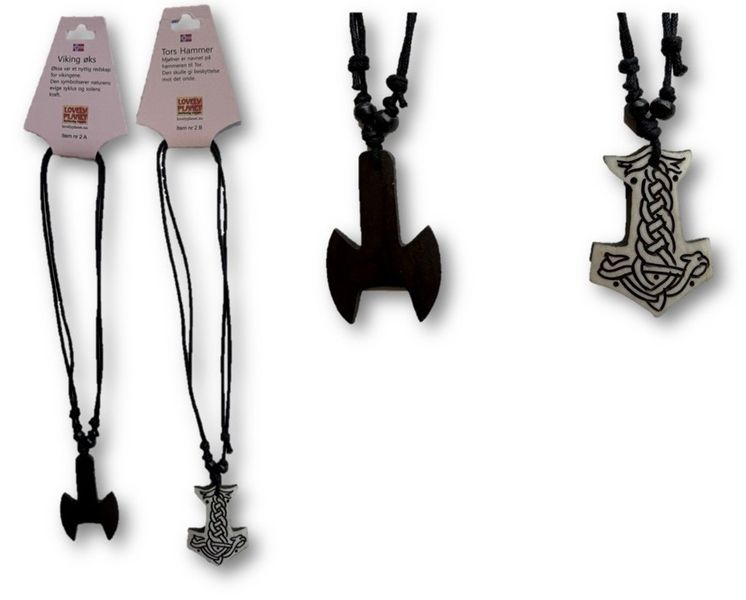 Anheng i bein med norr&oslash;ne vikingsymboler